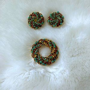 Vintage Pin and Clip On Earrings